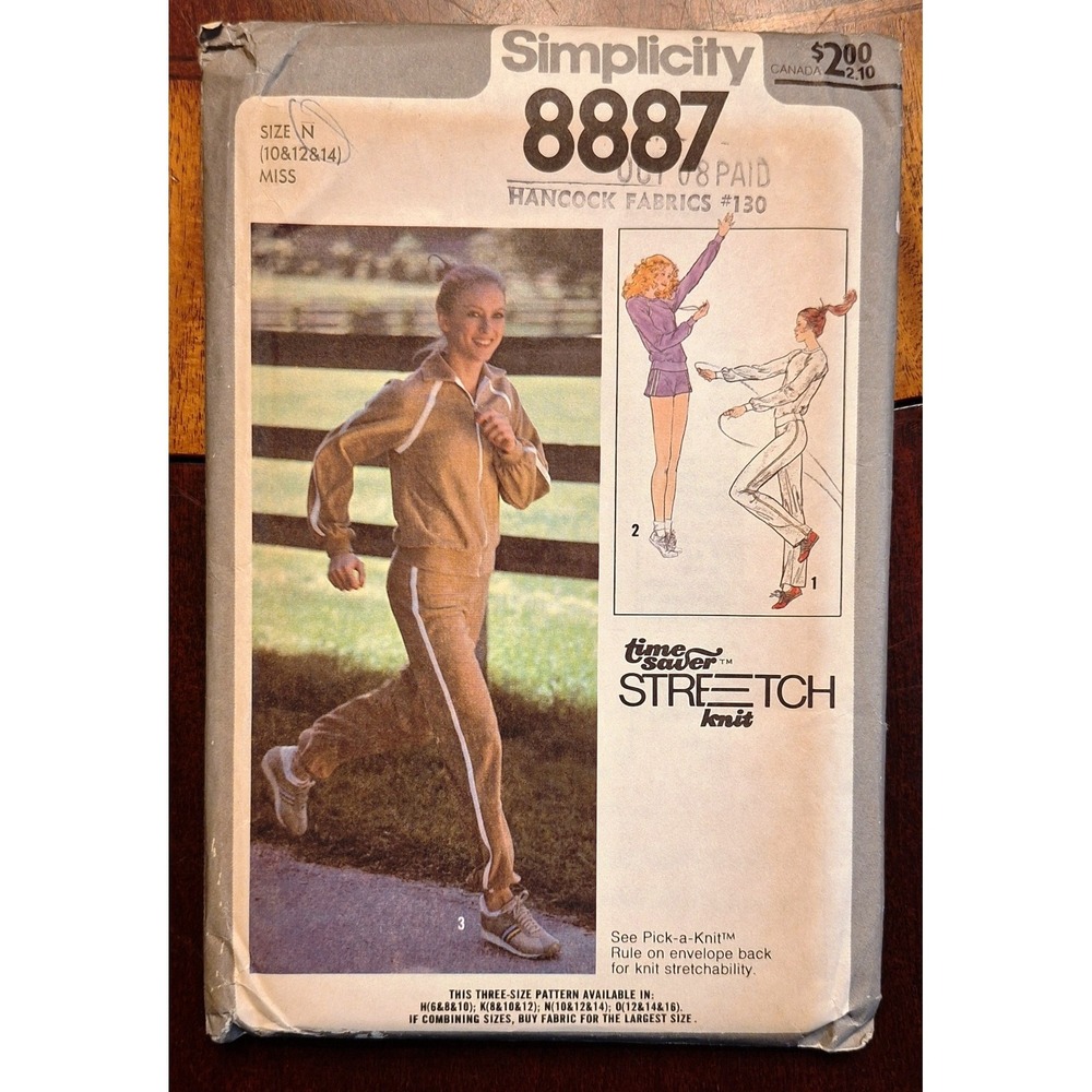 Simplicity‎ misses' pullover top pants shorts jacket pattern 8887 size 10-12-14